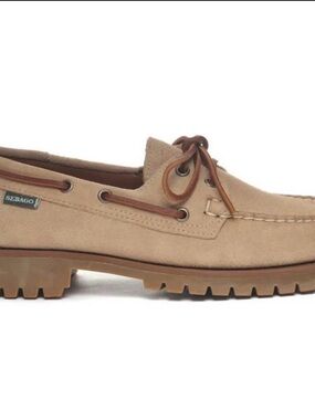 Sebago women’s Beige Suede Boat Shoe with Lug Sole